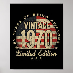 Vintage 1970 Limited Edition 55 jaar oude geschenk Poster