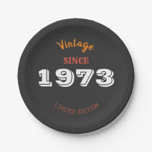 Vintage 1973 jaar gelimiteerde editie 53e verjaard papieren bordje