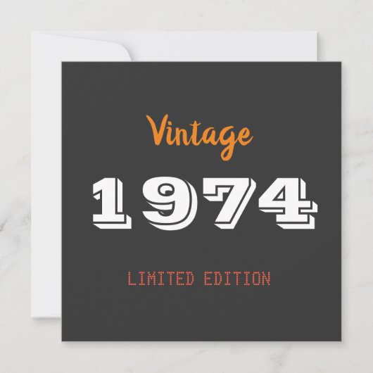 Vintage 1974 limited edition 52e verjaardag cadeau kaart (Voorkant)