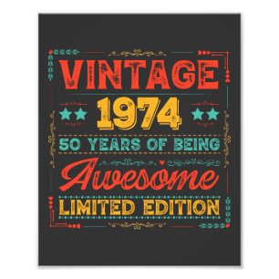 Vintage 1974 Made in 1974 50ste Verjaardag 50 jaar Foto Afdruk