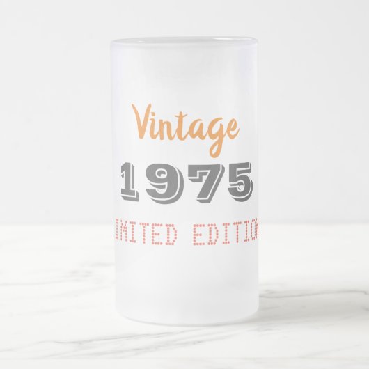 Vintage 1975 Frosted Beer Mug – 50th Birthday Gift Matglas Bierpul (Center)