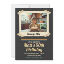 Vintage 1977 Photo 50th Birthday Invitation