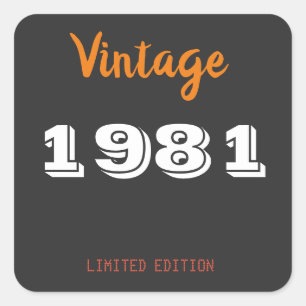 Vintage 1981 Limited Edition 45th Birthday Square Vierkante Sticker