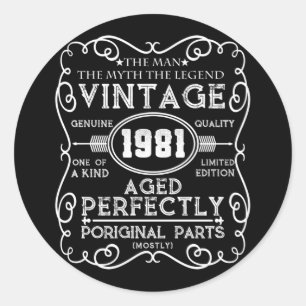 Vintage 1981 Man Myth Legend 40th Birthday Ronde Sticker