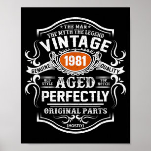 Vintage 1981 Man Mythe Legende 45 Jaar Oude Cadeau Poster