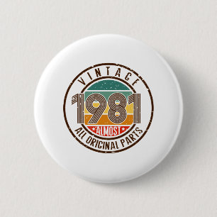 Vintage 1981 ronde button 5,7 cm
