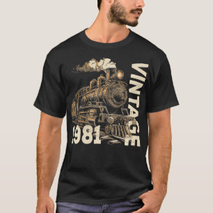 Vintage 1981 Steampunk Stoomtrein Locomotief 43e T-shirt