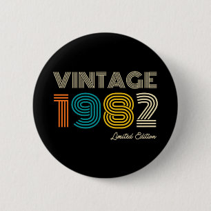 Vintage 1982 42e verjaardag ronde button 5,7 cm