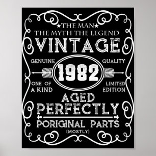 Vintage 1982 Man Myth Legend 39th Birthday Poster