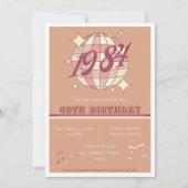 Vintage 1984 fête rose 40e anniversaire Invitation (Devant)