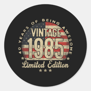Vintage 1985 Limited Edition 40-jarige cadeaus VS Ronde Sticker