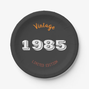 Vintage 1985 limited edition 40ste verjaardag cade papieren bordje