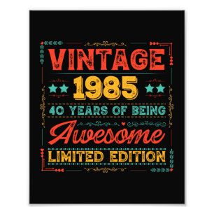 Vintage 1985 Made in 1985 40ste verjaardag 40 jaar Foto Afdruk