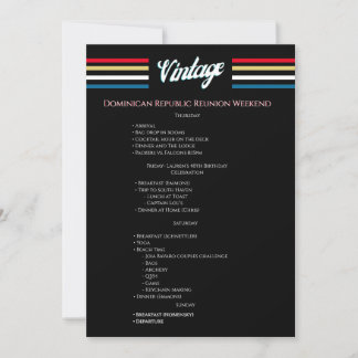 Vintage 1986 Retro 40th Birthday Party Itinerary Kaart