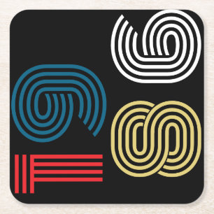 Vintage 1986 Retro Streep Abstract 40e Verjaardag Vierkante Kartonnen Onderzetter