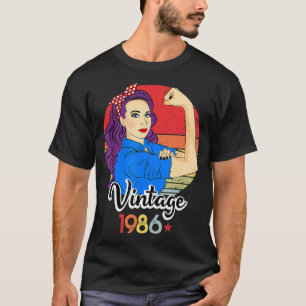 Vintage 1986 Sterke vrouwen 35e verjaardag T-shirt