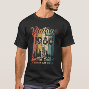 Vintage 1988 34e verjaardag schenken 34 jaar t-shirt