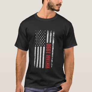 Vintage 1990 Amerikaanse Vlag Retro 35e Verjaardag T-shirt