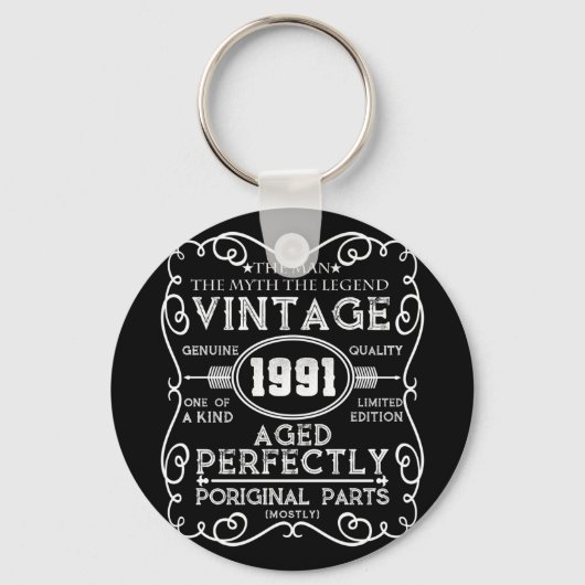 Vintage 1991 Man Myth Legend 30th Birthday Sleutelhanger (Voorkant)