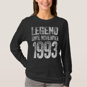 Vintage 1993 Verjaardag November Born Legend Sinds T-shirt