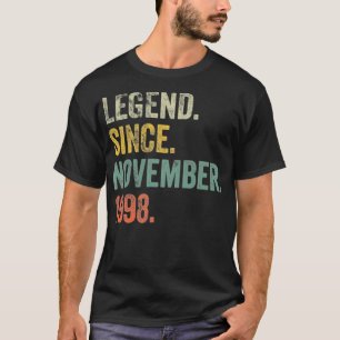 Vintage 1998 23e verjaardag Legende sinds 1 novemb T-shirt