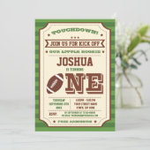 Vintage 1e verjaardag Football Ticket Uitnodiging (Staand voorkant)