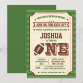 Vintage 1e verjaardag Football Ticket Uitnodiging (Voorkant / Achterkant)