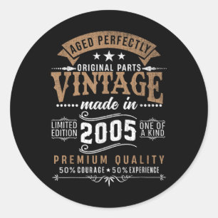 Vintage 2005 19e verjaardag 19 jaar oud voor manne ronde sticker