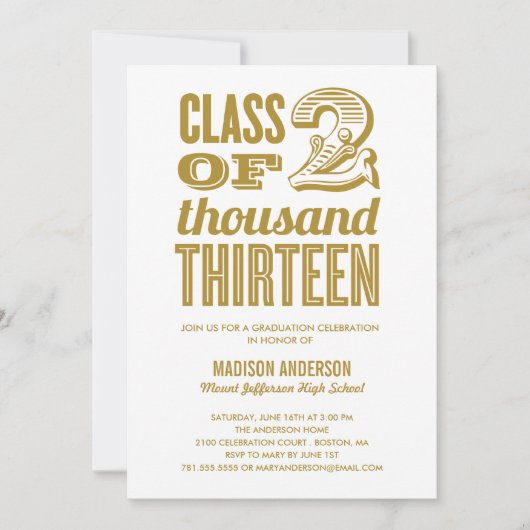 VINTAGE 2013 | INVITATION DE LA FÊTE DE DIPLÔME (Devant)