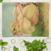 Vintage 2 Kippen Paasdag Theedoek (Gevouwen)