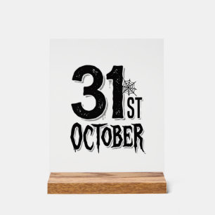 Vintage 31 oktober Halloween typografie ontwerp_1 Acryl Bord