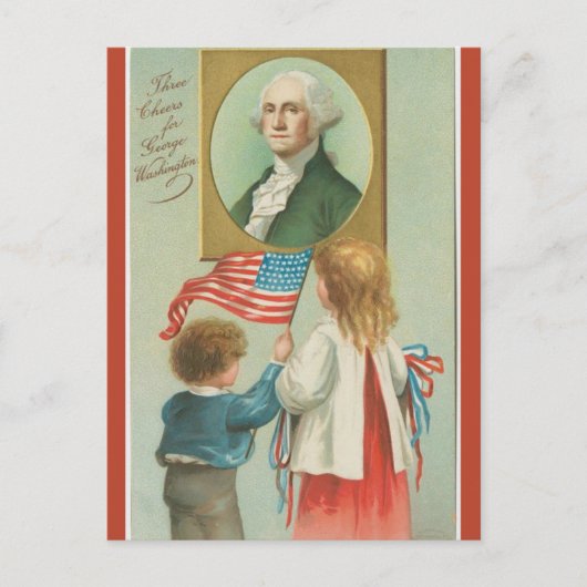 Vintage 3-gejuich voor George Washington Briefkaart (Voorkant)