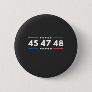 Vintage 45 47 48 Trump 2024 USA Flag President Ronde Button 5,7 Cm