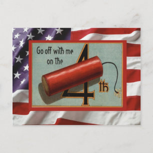 Vintage 4 juli, Feest, vuurwerk Uitnodiging Briefkaart