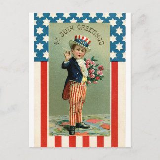 Vintage 4 juli Jong Uncle Sam Briefkaart