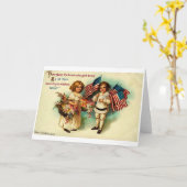 Vintage 4 juli kaart (Gele Bloem)