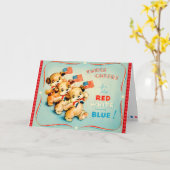 Vintage 4 juli Kaart (Gele Bloem)