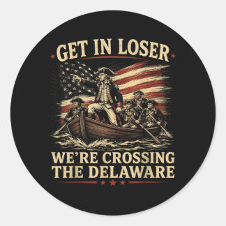 Vintage 4 juli kom over de Delaware 1 Ronde Sticker