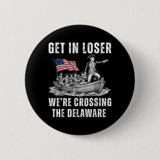 Vintage 4 juli kom over de Delaware 2 Ronde Button 5,7 Cm