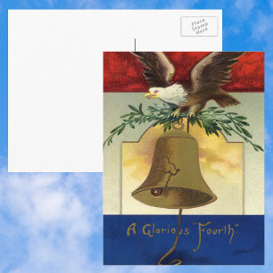 Vintage 4 juli met adelaar en Liberty Bell Briefkaart