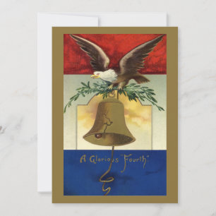 Vintage 4 juli met adelaar en Liberty Bell Kaart