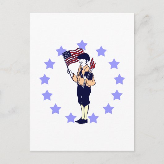 Vintage 4 juli Patriottische Kunst Briefkaart (Voorkant)