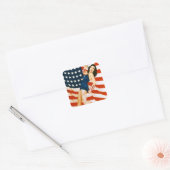 Vintage 4 juli Pinup Vierkante Sticker (Envelop)