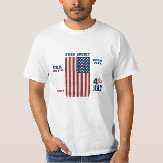 Vintage 4 juli USA-vlag Vrije Geest Patriottisch T-shirt