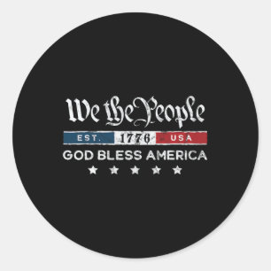 Vintage 4 juli - Wij, het volk, zegenen God Ronde Sticker