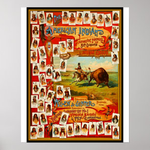 Vintage 50 beroemde indianenhoofden poster