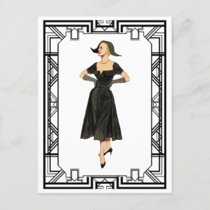Vintage 50s de Illustratie van de Mode van de Avon Briefkaart