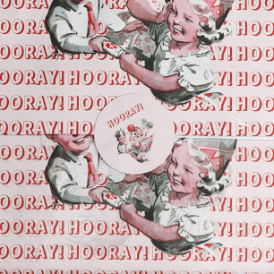 Vintage 50s Hooray Kinderen Verjaardag Ronde Sticker