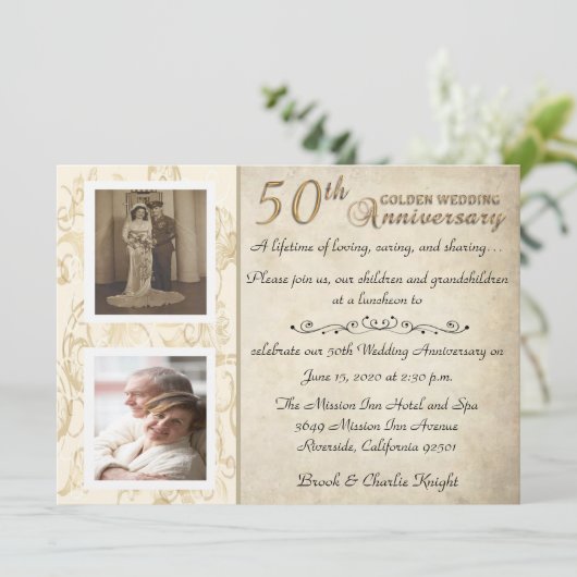 Vintage 50th verjaardagsfeest kaart (Staand voorkant)