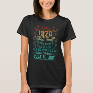Vintage 52 jaar oud april 1970 52e verjaardag t-shirt